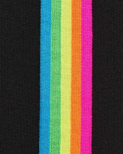 New FROM FUTURE Pull Col Rond Bande Multicolore Aux Manches Noir