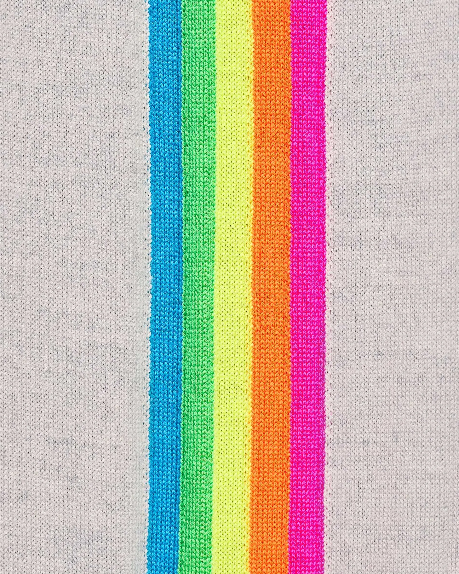 Hot FROM FUTURE Pull Col Rond Bande Multicolore Aux Manches Gris Chine Clair