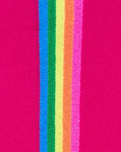Best FROM FUTURE Pull Col Rond Bande Multicolore Aux Manches Raspberry Pink