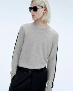 Discount FROM FUTURE Pull Col Rond Bandes Gris Chine Clair
