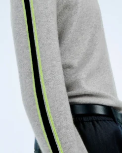 Discount FROM FUTURE Pull Col Rond Bandes Gris Chine Clair