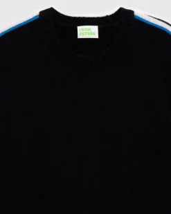 Sale FROM FUTURE Pull Col Rond Bandes Future Noir