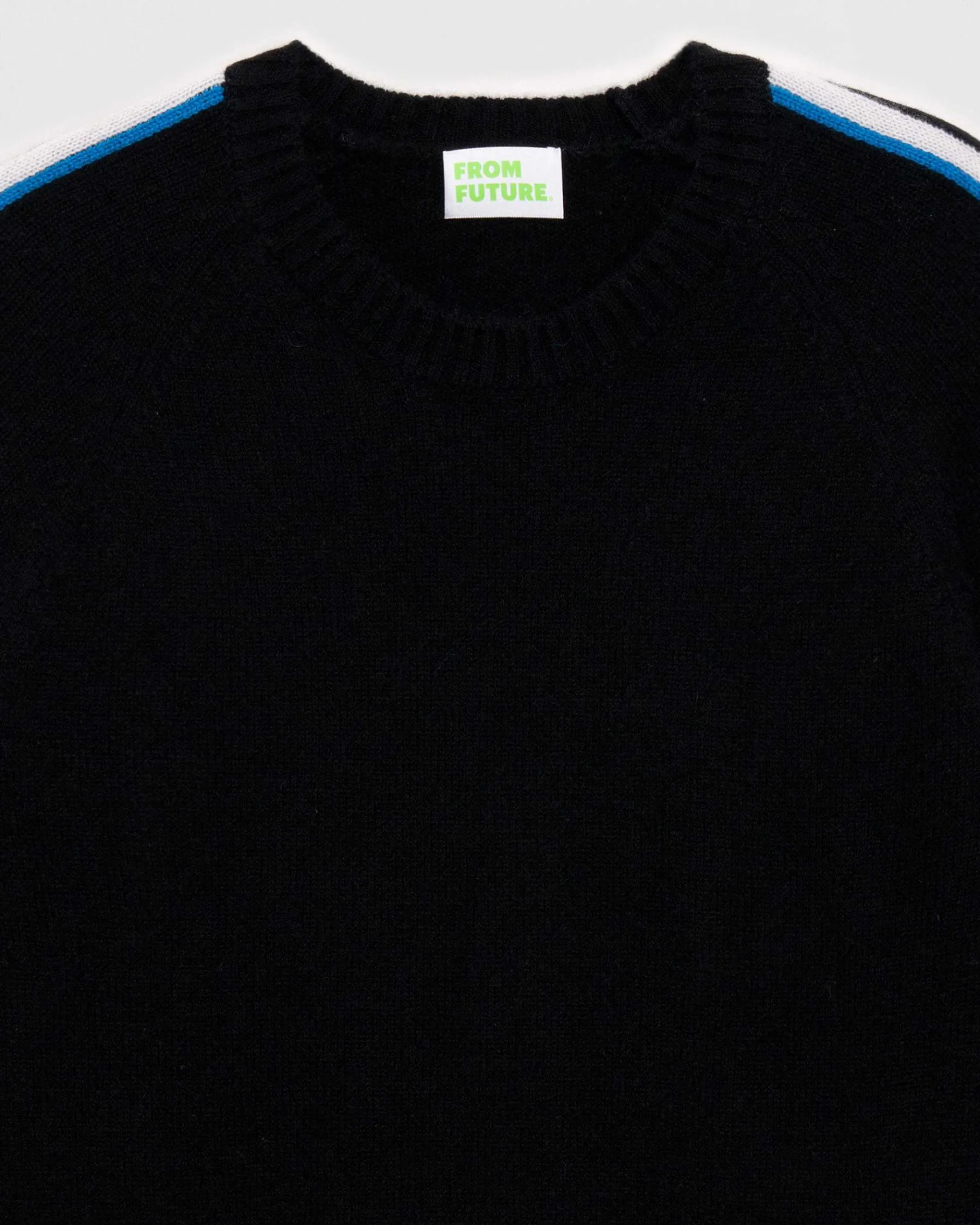 Sale FROM FUTURE Pull Col Rond Bandes Future Noir