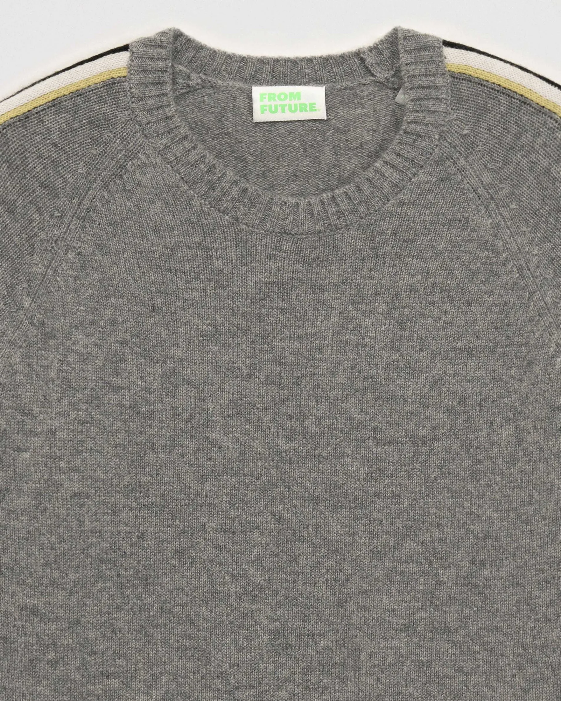 Discount FROM FUTURE Pull Col Rond Bandes Future Gris Chine Fonce