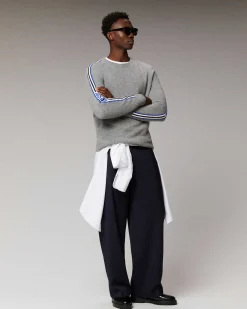 Clearance FROM FUTURE Pull Col Rond Bandes Future Gris Chine Fonce