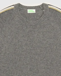 Clearance FROM FUTURE Pull Col Rond Bandes Future Gris Chine Fonce