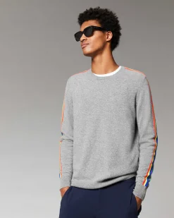 Sale FROM FUTURE Pull Col Rond Bandes Manches Multicolore Noir