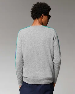 Sale FROM FUTURE Pull Col Rond Bandes Manches Multicolore Noir