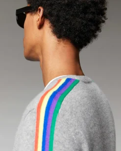 Outlet FROM FUTURE Pull Col Rond Bandes Manches Multicolore Noir
