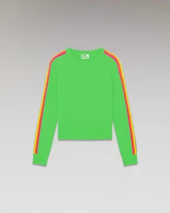 Online FROM FUTURE Pull Col Rond Bandes Manches Multicolore Disco Green