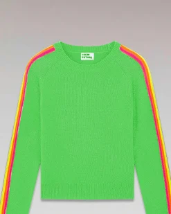 Online FROM FUTURE Pull Col Rond Bandes Manches Multicolore Disco Green