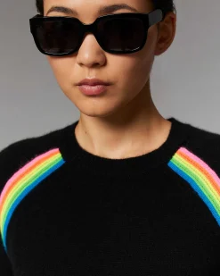 Sale FROM FUTURE Pull Col Rond Bandes Multico Raglan Gris Chine Fonce