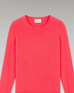 New FROM FUTURE Pull Col Rond Basique Coral Pink