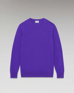 Best FROM FUTURE Pull Col Rond Basique Violet Fluo