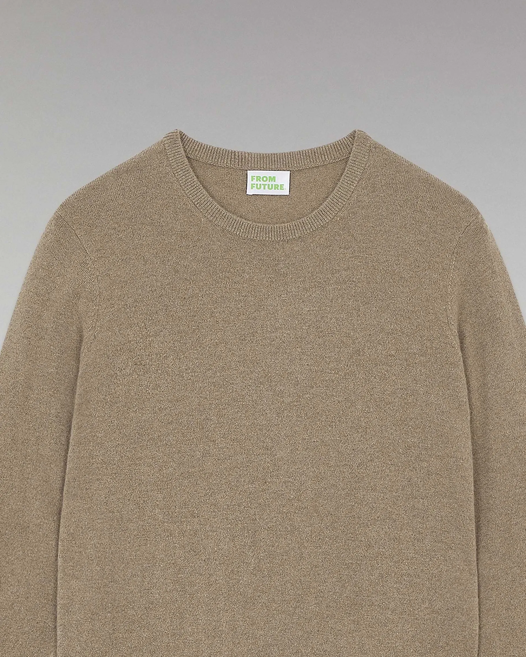 FROM FUTURE Pull Col Rond Basique Taupe