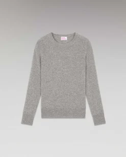 New FROM FUTURE Pull Col Rond Basique Gris Chine Fonce