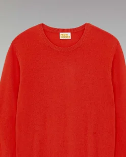 Hot FROM FUTURE Pull Col Rond Basique Rouge Vif
