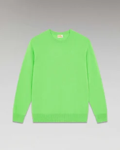 Clearance FROM FUTURE Pull Col Rond Basique Vert Fluo