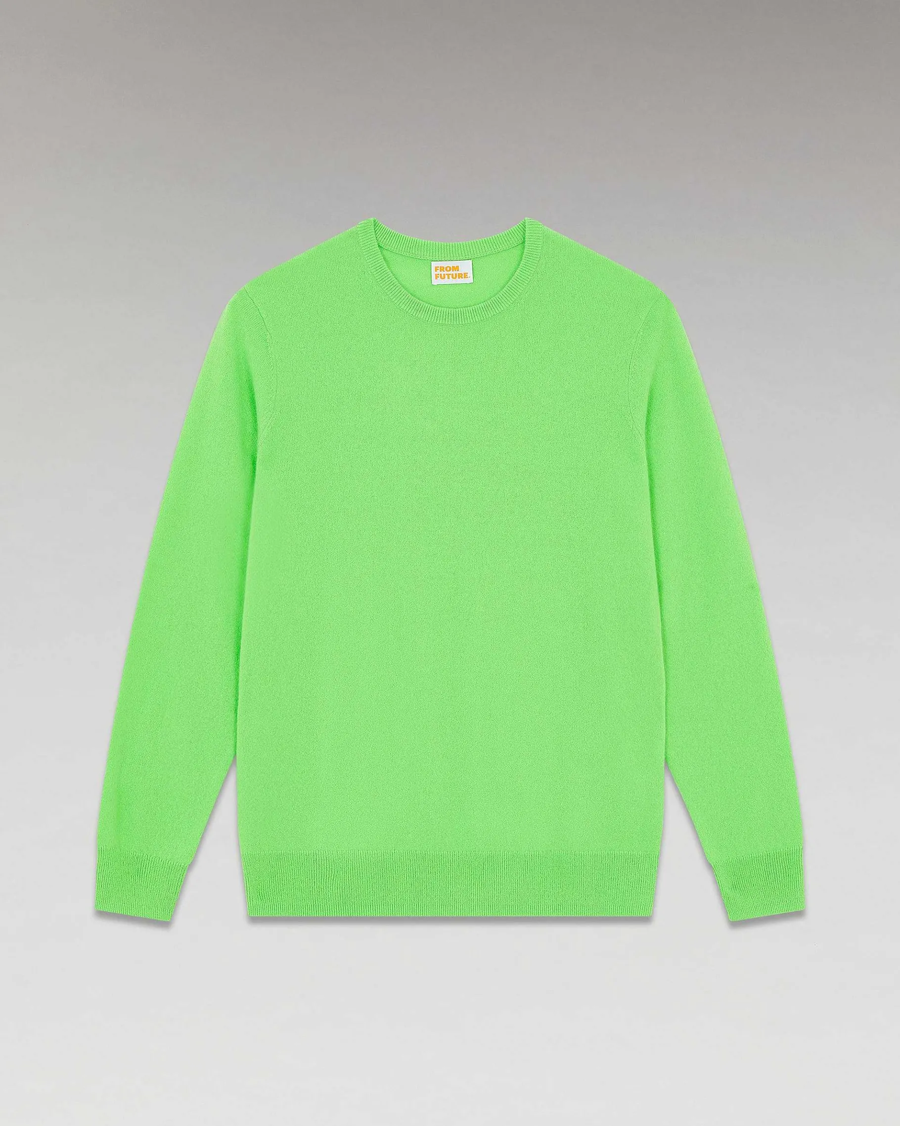 Clearance FROM FUTURE Pull Col Rond Basique Vert Fluo