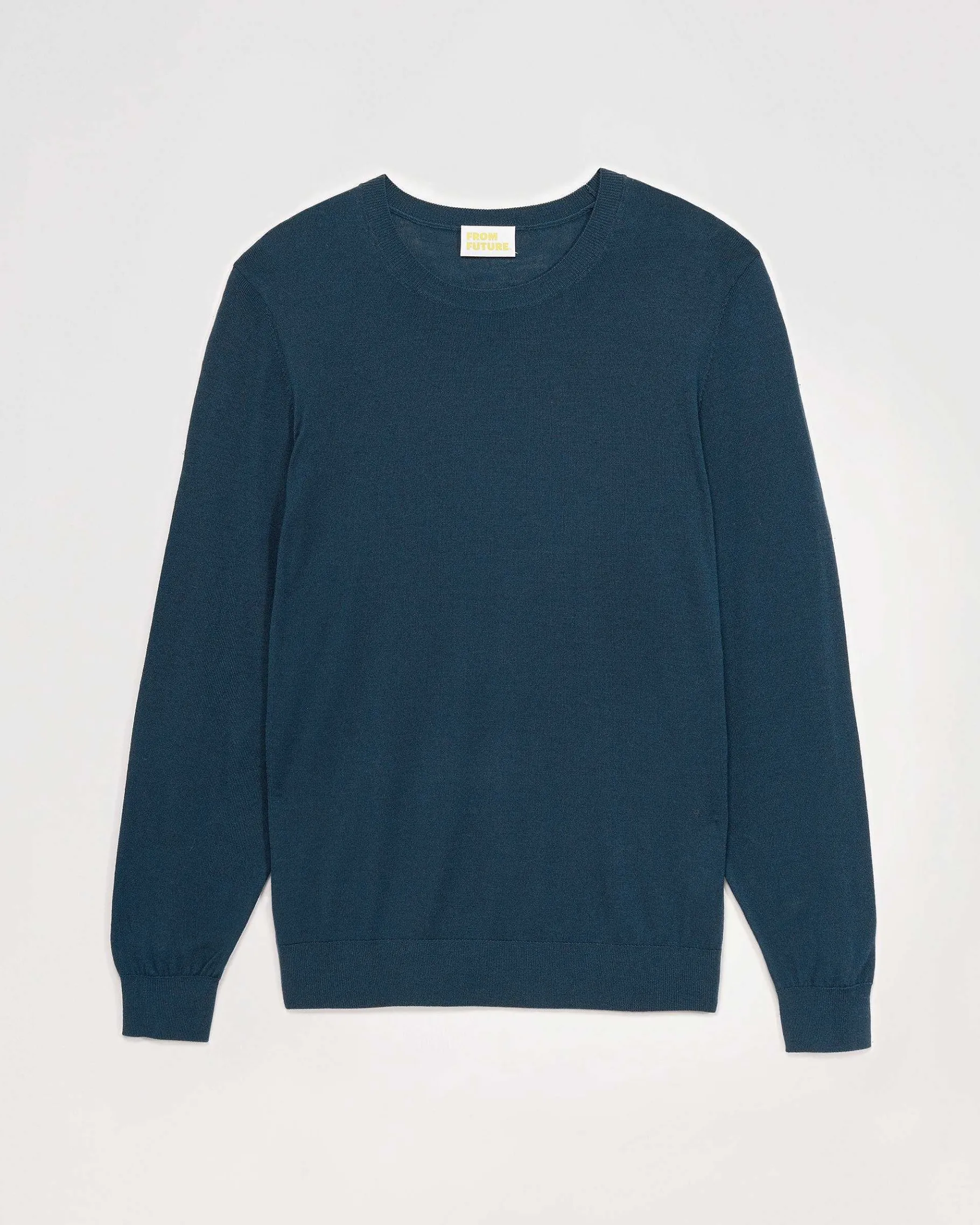 New FROM FUTURE Pull Col Rond Basique Moonlight Blue
