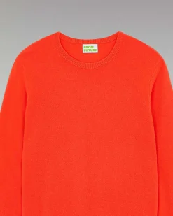 Hot FROM FUTURE Pull Col Rond Basique Neon Orange
