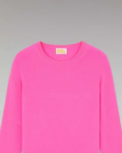 New FROM FUTURE Pull Col Rond Basique Sparkle Pink