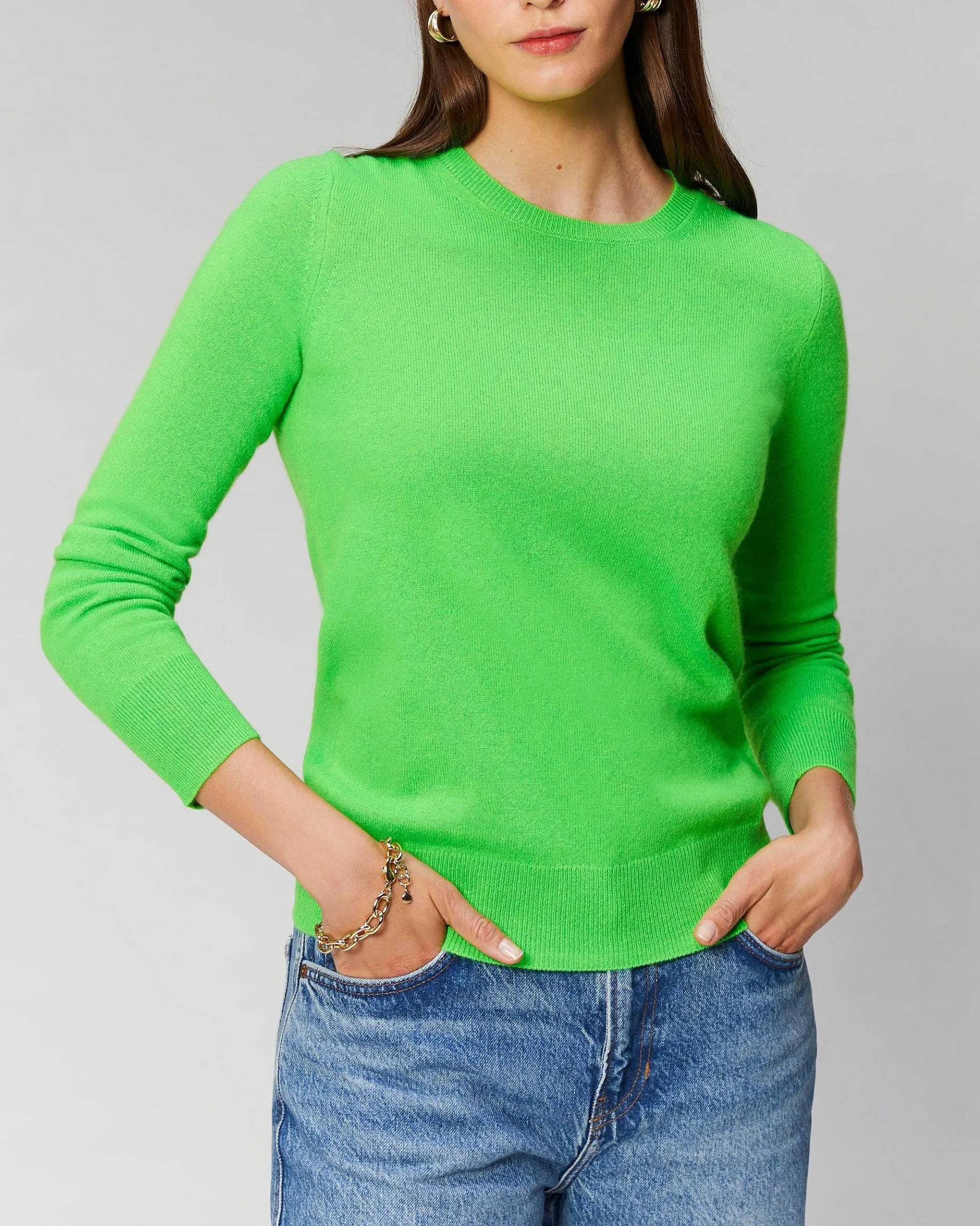 Sale FROM FUTURE Pull Col Rond Basique Disco Green