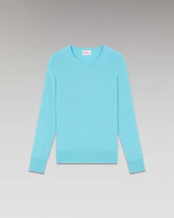 New FROM FUTURE Pull Col Rond Basique Acid Blue