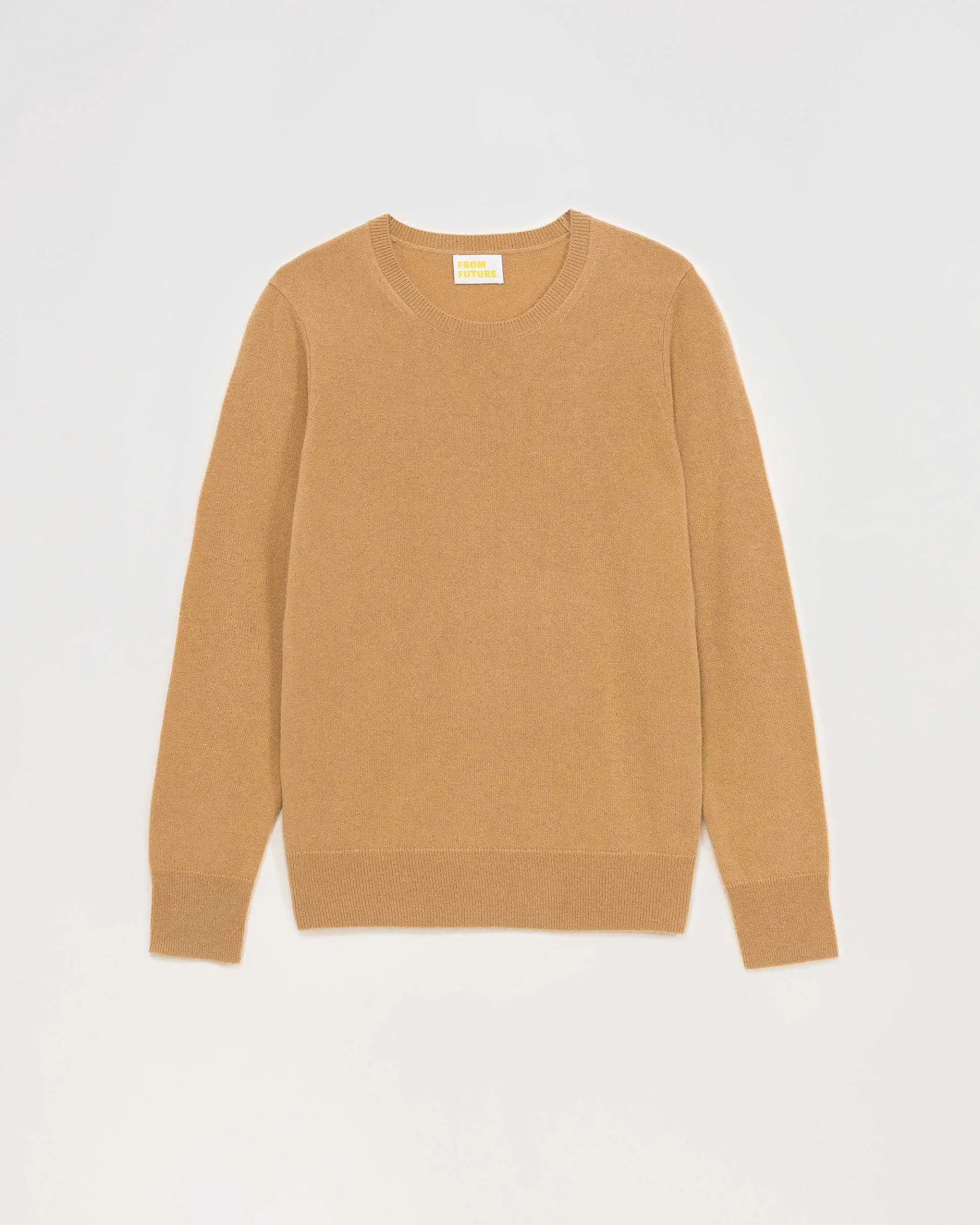 New FROM FUTURE Pull Col Rond Basique Camel