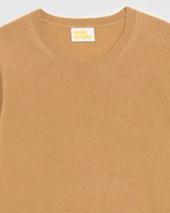 New FROM FUTURE Pull Col Rond Basique Camel