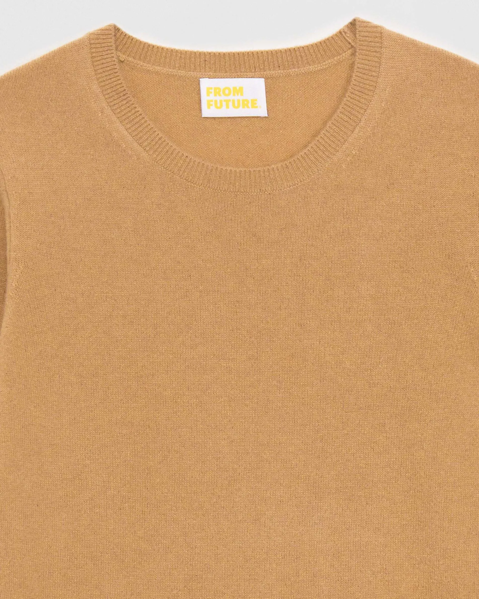 New FROM FUTURE Pull Col Rond Basique Camel