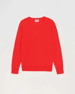 Discount FROM FUTURE Pull Col Rond Basique Rouge Vif