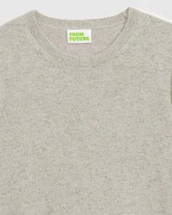 Outlet FROM FUTURE Pull Col Rond Basique Gris Chine Clair