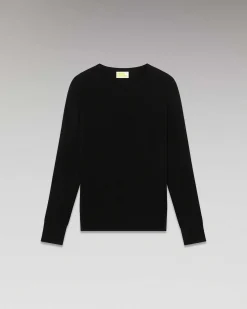 Sale FROM FUTURE Pull Col Rond Basique Noir