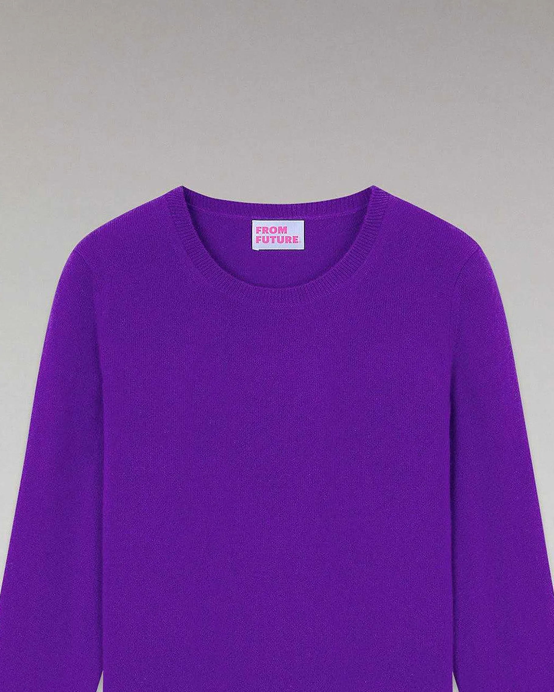 Best FROM FUTURE Pull Col Rond Basique Violet Fluo