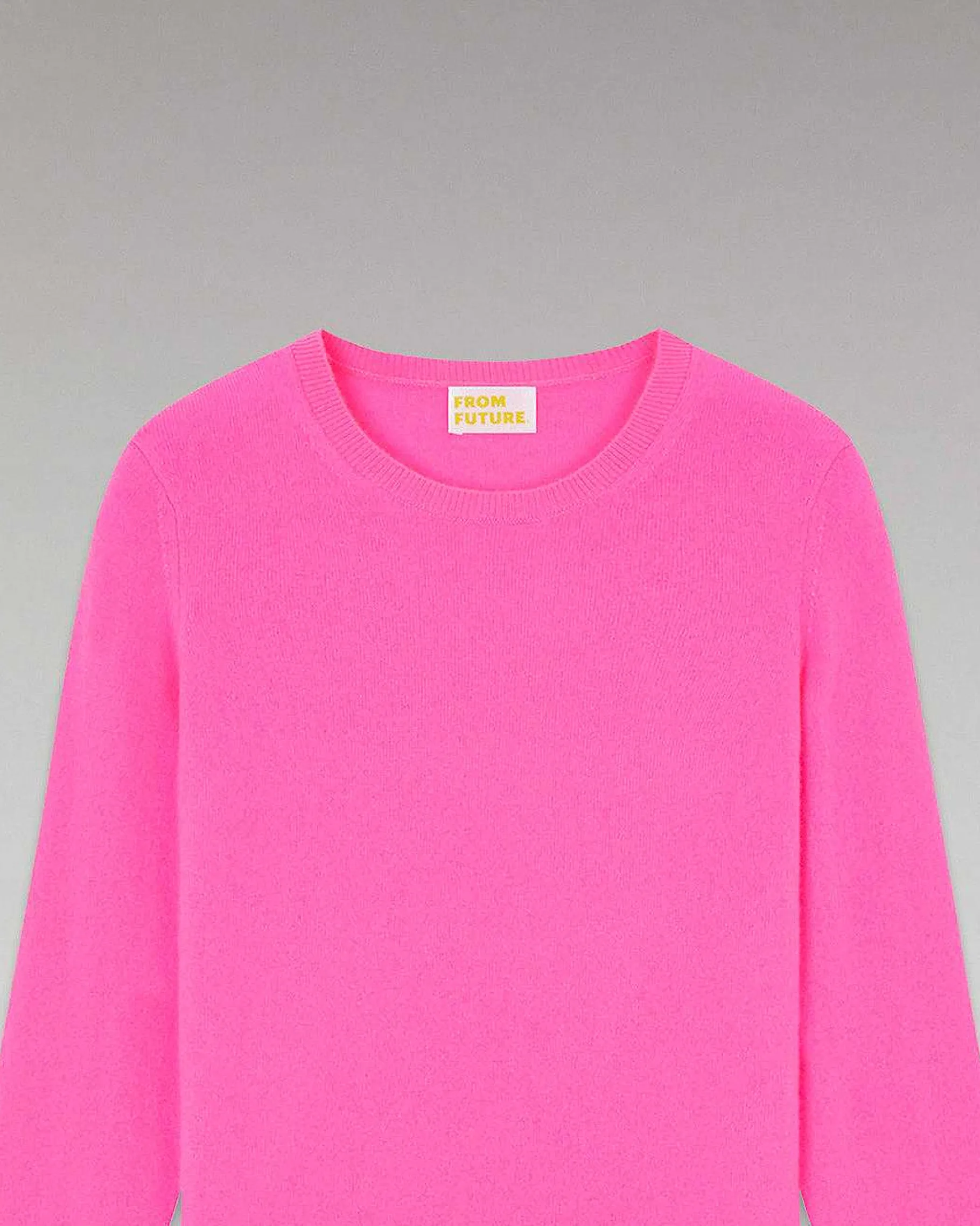 Hot FROM FUTURE Pull Col Rond Basique Sparkle Pink