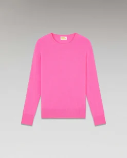 Hot FROM FUTURE Pull Col Rond Basique Sparkle Pink
