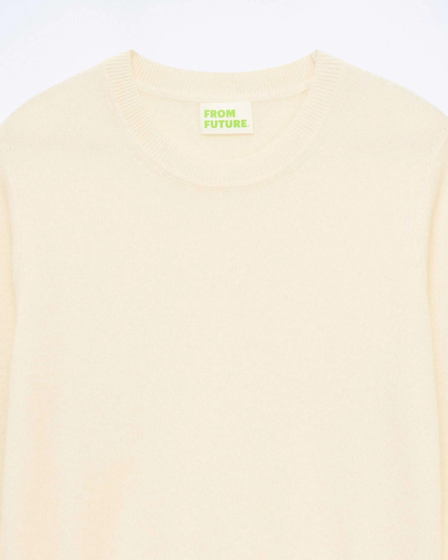 Clearance FROM FUTURE Pull Col Rond Bas Liseret Multicolore Ecru