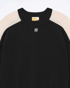 Discount FROM FUTURE Pull Col Rond Bicolore Et Broderie Noir