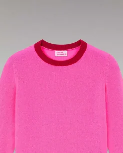 Discount FROM FUTURE Pull Col Rond Bicolore Leger Sparkle Pink