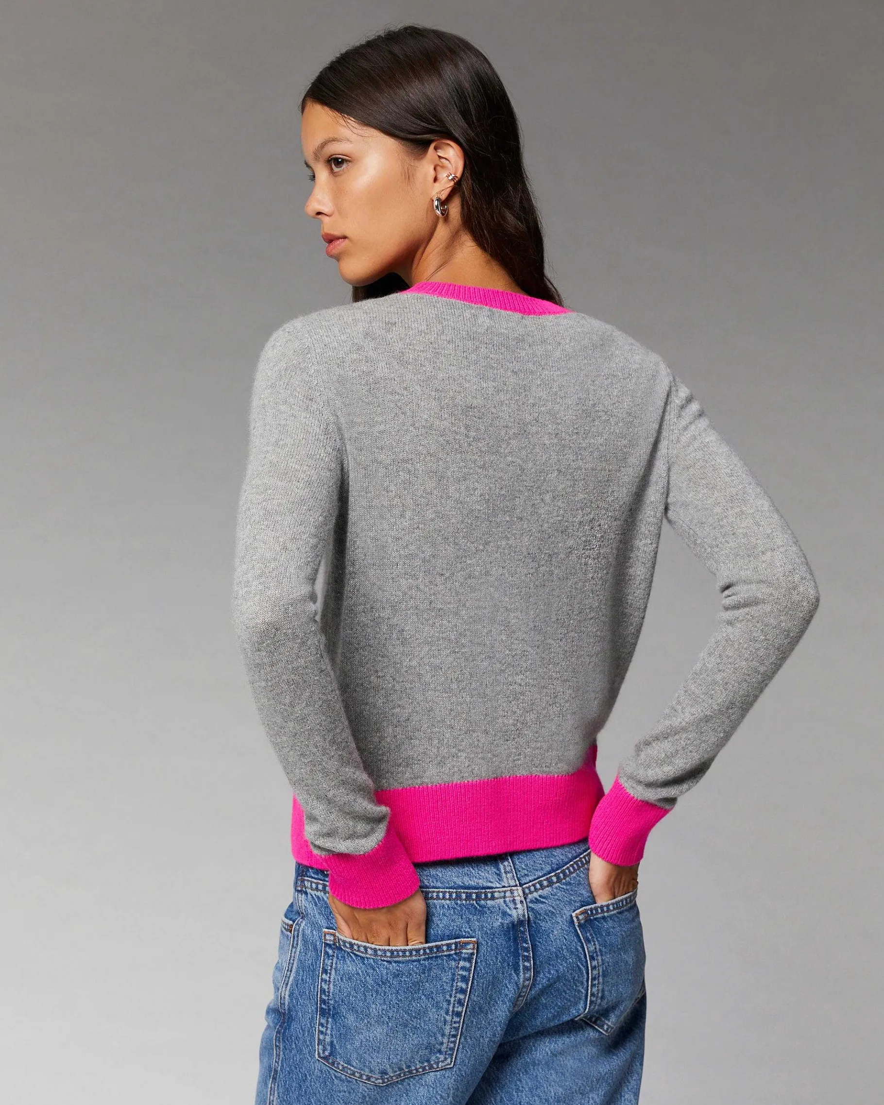 Best FROM FUTURE Pull Col Rond Bicolore Leger Anthracite