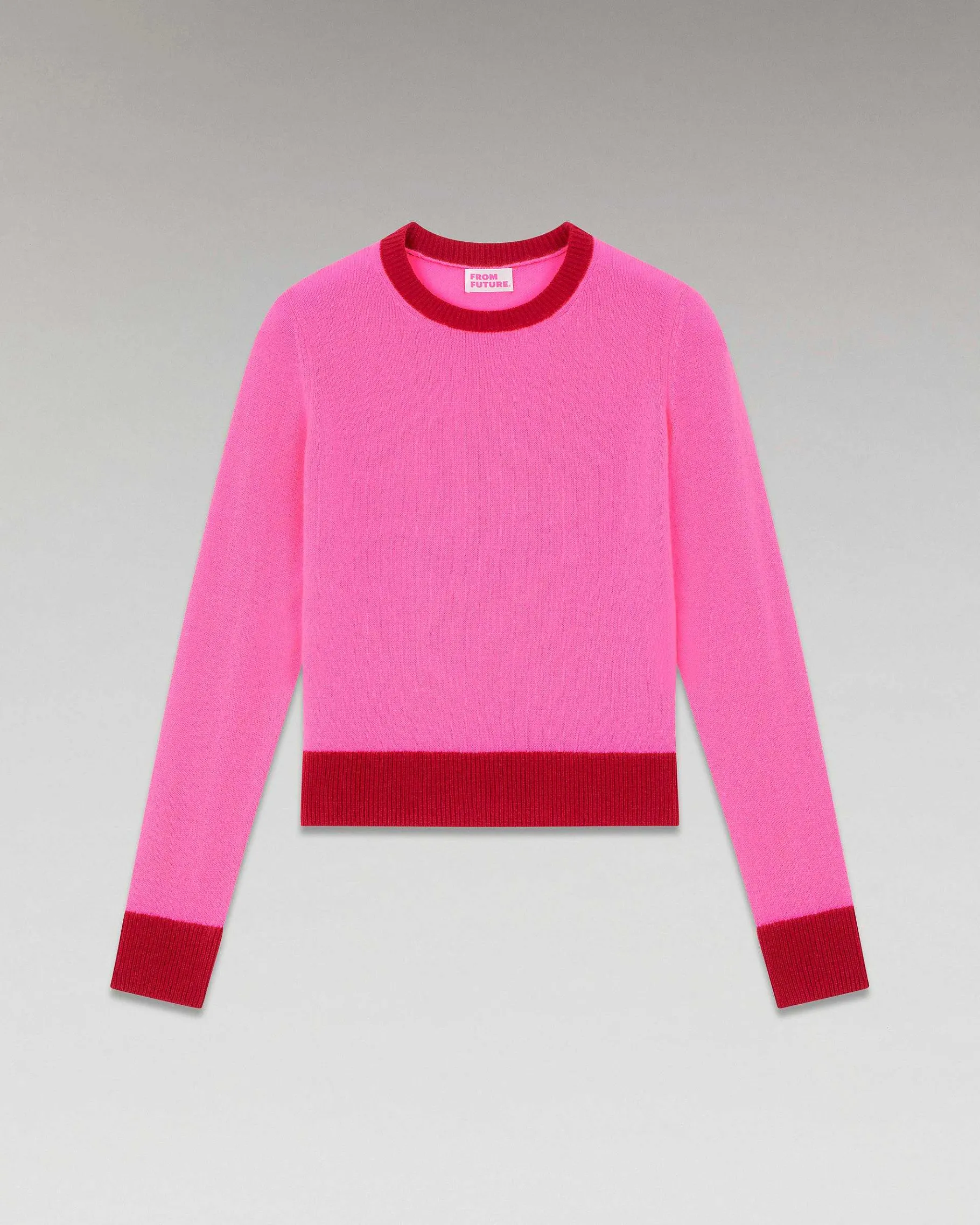 Best FROM FUTURE Pull Col Rond Bicolore Leger Sparkle Pink