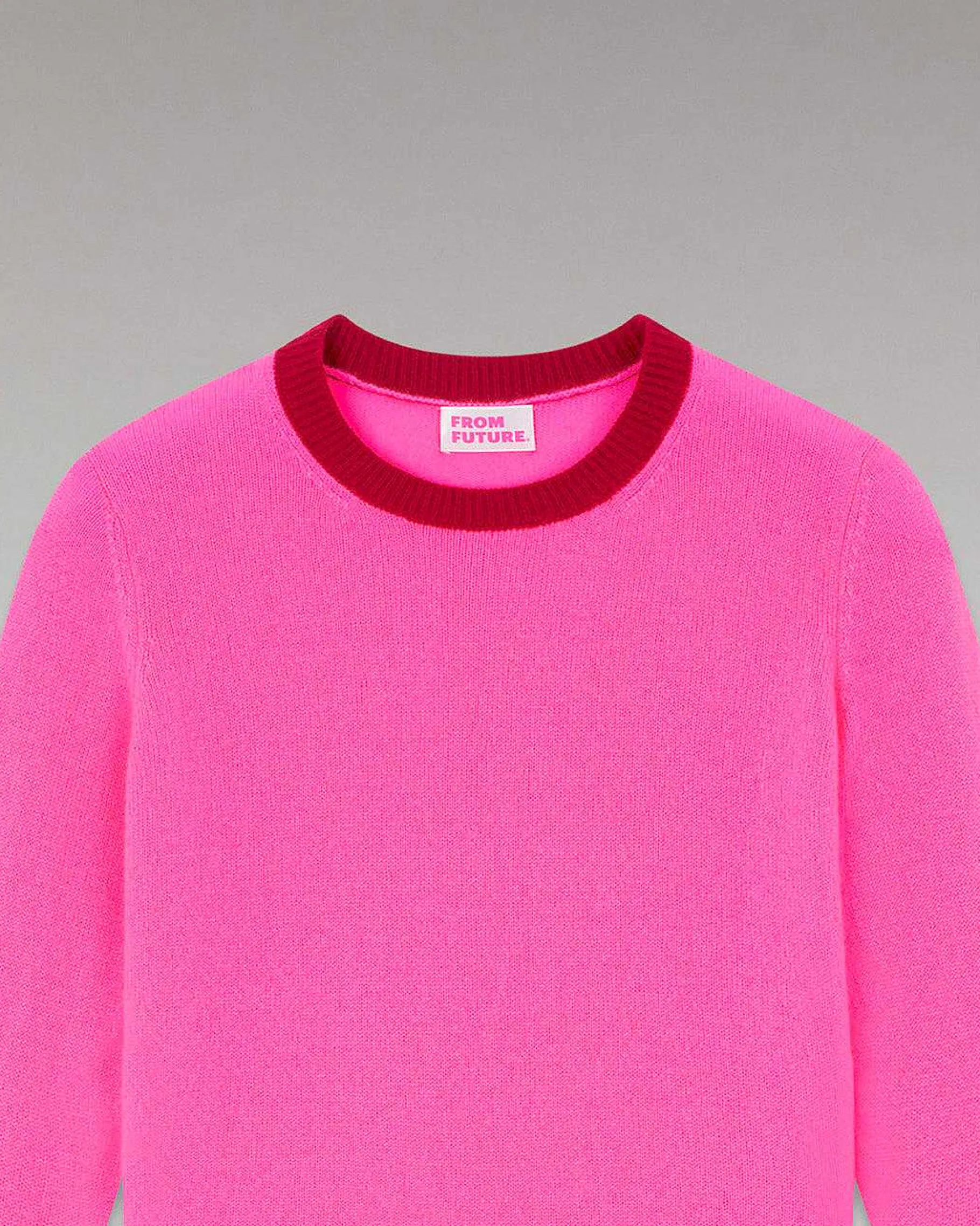 Best FROM FUTURE Pull Col Rond Bicolore Leger Sparkle Pink