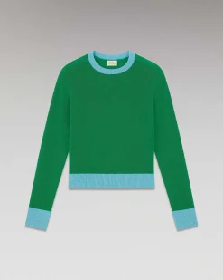 Clearance FROM FUTURE Pull Col Rond Bicolore Leger Winter Green