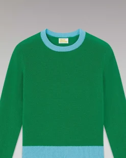 Clearance FROM FUTURE Pull Col Rond Bicolore Leger Winter Green