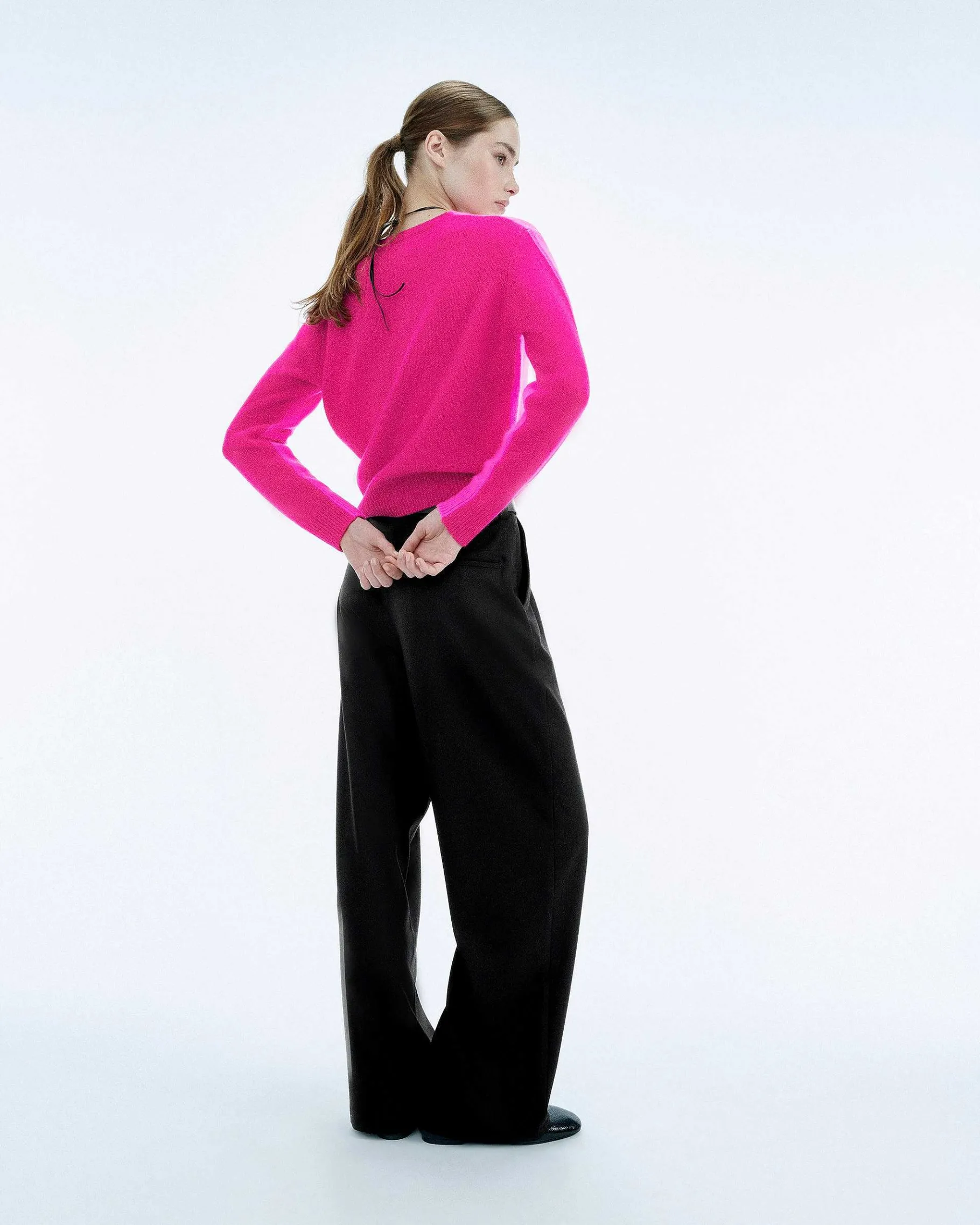 Sale FROM FUTURE Pull Col Rond Biface Flash Pink