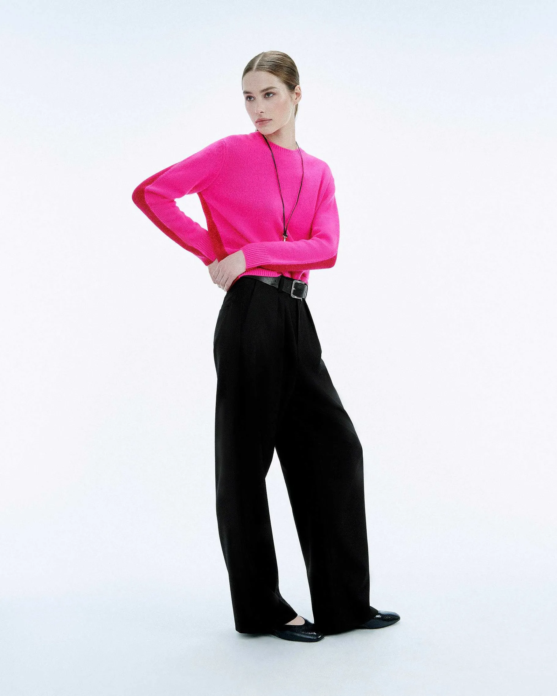 Clearance FROM FUTURE Pull Col Rond Biface Flash Pink