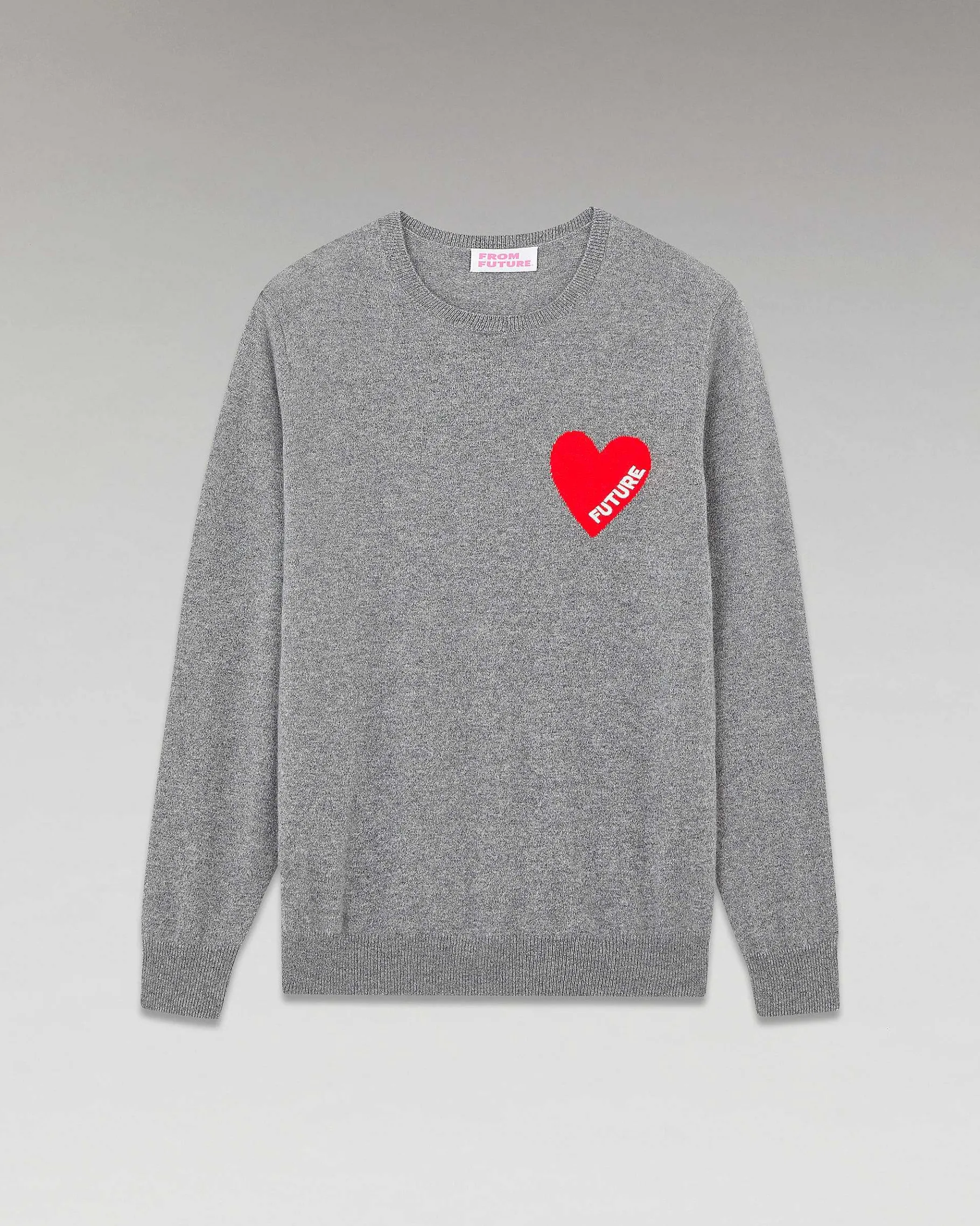 Best FROM FUTURE Pull Col Rond Coeur Gris Chine Fonce