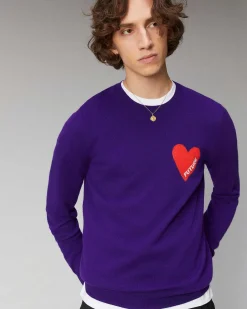 Online FROM FUTURE Pull Col Rond Coeur Winter Purple