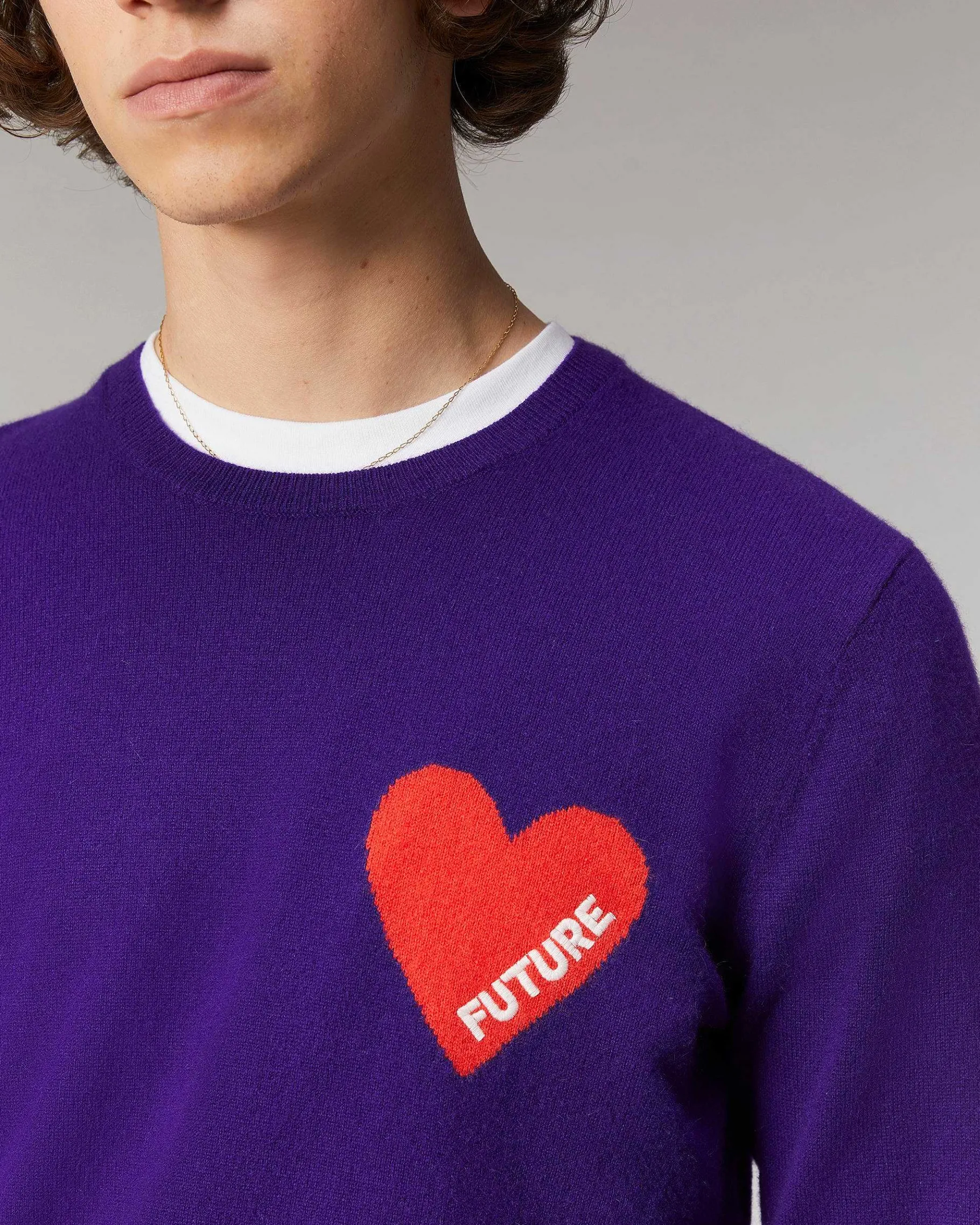 Online FROM FUTURE Pull Col Rond Coeur Winter Purple